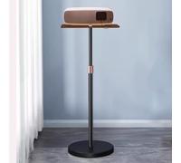 TT-YEC Vertical Projector/Laptop Stand with Solid Wood Tray, Height Adjustable Projector Stand with Metal Base, Portable Floor Standing Podium Stand, White/Black,Black