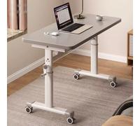 TT-YEC Wheeled Height-Adjustable Bedside Table, Mobile Standing Desk, Portable Wheelchair Lap Table, Heavy-Duty Carbon Steel Laptop Table, Medical Rolling Tray,A is 120 cm Long