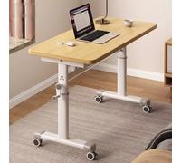 TT-YEC Wheeled Height-Adjustable Bedside Table, Mobile Standing Desk, Portable Wheelchair Lap Table, Heavy-Duty Carbon Steel Laptop Table, Medical Rolling Tray,B is 100 cm Long