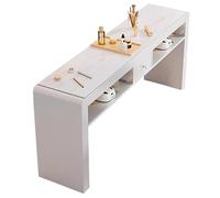 TT-YEC White Professional Manicure Table, Slate Top Wooden Manicure Table, Nail Studio Manicure Table, Multifunctional Manicure Table with Double Open Storage Space And Drawers,L160CM