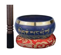 TT-YEL Handmade Meditation Singing Bowl Set, Copper Singing Bowl, Yoga Music Bowl Including Percussion And Singing Bowl Pad, Suitable for Buddhism, Decoration, Yoga, Relaxation,Dark Blue
