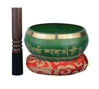 TT-YEL Handmade Meditation Singing Bowl Set, Copper Singing Bowl, Yoga Music Bowl Including Percussion And Singing Bowl Pad, Suitable for Buddhism, Decoration, Yoga, Relaxation,Green