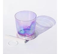 TT-YEL Purple Colorful Crystal Singing Bowl, Yoga Meditation Percussion Instrument, Music Bowl Containing O-Ring And Singing Bowl Sticks for Prayer, Zen, Relaxation,7 Inches