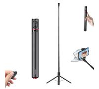 TT01 Extendable Bluetooth Selfie Stick Tripod,Auto-Open Phone Tripods Stand with Magnetic Remote,Portable Aluminum Alloy Stand,Height Adjustable (Black)