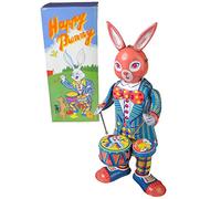 TT02 Tin Toy Drumming Happy Bunny Windup Antique Replica windup Easter Bunny