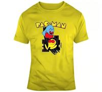 TT44TRTFxdr Arcade Cabinet Art Pac Man Video Game Fan T Shirt Yellow