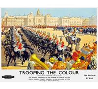 TT95 Vintage Trooping The Colour London Railway Travel Poster Re-Print - A2+ (610 x 432mm) 24" x 17"