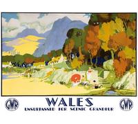 TT97 Vintage Wales Scenic grandeur GWR Railway Travel Poster Re-Print - A3 (432 x 305mm) 16.5" x 11.7"