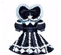 TTANYYUINGOU Girl Sissy Black Satin Lockable Dress Maid Cosplay Costume Halloween Customizable ,BLACK,S