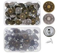 TTAO 40 Sets 17mm Jean Buttons Instant Tack Buttons Sew Leather Fasteners with Storage Box Replacement for Clothes Jackets Bronze One Size