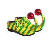 TTAO Adults Jumbo Clown Shoes Stripe Funny Circus Clown Shoes Elf Shoes Footwear for Carnivals Holiday Dressing Yellow Green 42 Years