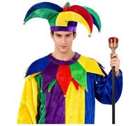 TTAO Complete Jester Clown Costume Accessories Sets Includes Color Block Collar Crown And Colorful One Size