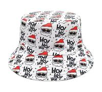 TTAO Festive Snowflake Print Bucket Hat Christmas Themed Fisherman Cap with Santa Design for Women's Parties Travel White A One Size