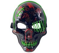 TTAO Glow-in-the-Dark Electronic Skull Mask RGB LED Light Up Face Cover with Secure Head Strap for Halloween Party Green One Size