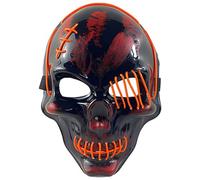 TTAO Glow-in-the-Dark Electronic Skull Mask RGB LED Light Up Face Cover with Secure Head Strap for Halloween Party Orange One Size