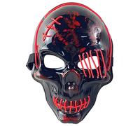 TTAO Glow-in-the-Dark Electronic Skull Mask RGB LED Light Up Face Cover with Secure Head Strap for Halloween Party Pink One Size