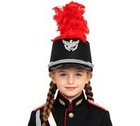 TTAO Halloween Carnival Performance Accessory Toy Soldier Hat Drum Major Gloves Drummer Accessories for Rave Black Red Feather One Size