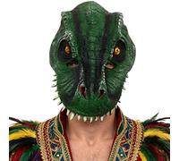 TTAO Halloween Dinosaur Masks Animal Mask for Party Rave Creature Accessory Extinct Gear Educational Prop Green Stripe One Size