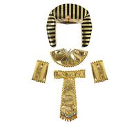 TTAO Halloween Egyptian Cosplay Costume Set Priest Neck Collar Pharaoh Arm Sleeves Belt Snake Sequin Beaded Tassel Headband 4Pcs One Size