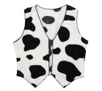 TTAO Kids Girls Boys Cow Print Cowboy Waistcoat Vest Western Cowgirl Outfit for Halloween Theme Party Black&White 9-10 Years