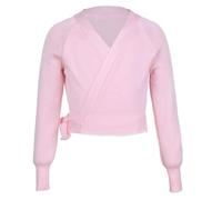 TTAO Kids Girls Long Sleeve Knit Ballet Dance Wrap Top Ballerina Gymnastics Sweater Ballet Dance Cardigan Pink 4-5 Years