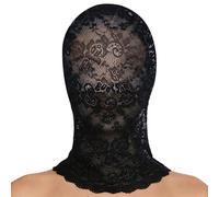 TTAO Lace Masquerade Full Face Veil Mask Gothic Hollow Out See Through Hood Head Cover Party Eyemask For Men Black One Size