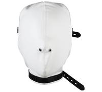 TTAO Leather Full Face Mask Gothic Prom Two Holes Head Cover Adjustable Hollow Out Head Hood For Club White A One Size