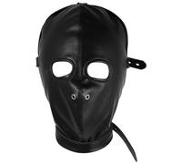 TTAO Leather Full Face Mask Gothic Prom Two Holes Head Cover Adjustable Hollow Out Head Hood For Club Black B One Size