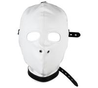 TTAO Leather Full Face Mask Gothic Prom Two Holes Head Cover Adjustable Hollow Out Head Hood For Club White B One Size