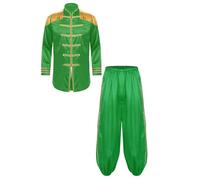 TTAO Mens Circus Ringmaster Cosplay Costume Hippie 1960s Xmas SGT Sergeant Pepper Budget Jacket with Pants Music Star Green XXL