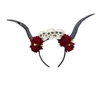 TTAO Mexican Sugar Skull Hair Accessory Deluxe Floral Headband with Coordinating Cuffs for Day of the Dead Celebrations Type D One Size