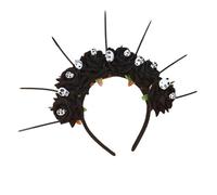 TTAO Mexican Sugar Skull Hair Accessory Deluxe Floral Headband with Coordinating Cuffs for Day of the Dead Celebrations Type E Black One Size
