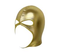 TTAO Patent Leather Hood Head Mask Night Club Face Masks Open Eyes Mouth Headgear for Couple Games Carnival Gold One Size