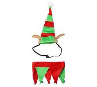 TTAO Pet Christmas Costume Accessories Dog Cat Santas Pointed Hat Elf Bell Neck Collar for Puppy Supplies Red&Green Large