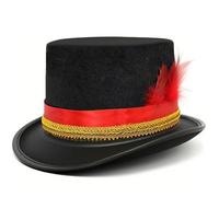 TTAO Professional Magician Top Hat with Band Black Formal Tuxedo Hat for Stage Magic Show Vintage Weddings and Steampunk Type B One Size