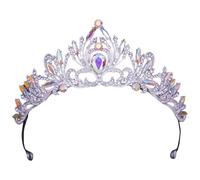 TTAO Rhinestone Tiara Bride Wedding Crowns Queen Tiaras Hairpiece for Birthday Prom Bridal Party Silver&Colorful One Size