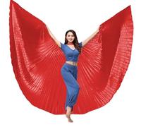 TTAO Stickless Belly Dance Wings Isis Veil Flowing 360-Degree Costume Prop for Stage Shows Music Festivals Parties Adult Red One Size