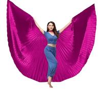 TTAO Stickless Belly Dance Wings Isis Veil Flowing 360-Degree Costume Prop for Stage Shows Music Festivals Parties Adult Hot Pink One Size
