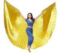 TTAO Stickless Belly Dance Wings Isis Veil Flowing 360-Degree Costume Prop for Stage Shows Music Festivals Parties Adult Gold One Size