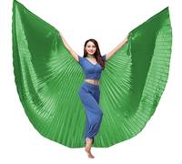 TTAO Stickless Belly Dance Wings Isis Veil Flowing 360-Degree Costume Prop for Stage Shows Music Festivals Parties Adult Green One Size
