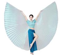 TTAO Stickless Belly Dance Wings Isis Veil Flowing 360-Degree Costume Prop for Stage Shows Music Festivals Parties Adult White One Size