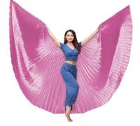 TTAO Stickless Belly Dance Wings Isis Veil Flowing 360-Degree Costume Prop for Stage Shows Music Festivals Parties Adult Pink One Size