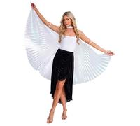 TTAO Stretchable Fairy Wings for Belly Dancers Extension Design for Fluid Stage Movements and Dynamic Performances White One Size