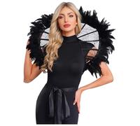 TTAO Unisex Halloween Costume Collar Vampire Victorian Boned Stand Up Lace Feather Trim Accessory Black Feather One Size