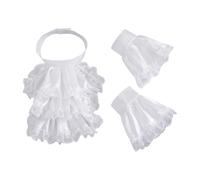 TTAO Victorian Ruffle Lace Jabot Collar And Cuffs Sets Detachable Colonial Collars Costume Accessory White Set One Size
