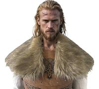 TTAO Warrior’s Faux Fur Shawl For Medieval Viking Barbarian Cosplay Heavy Duty Mantle With Brown One Size