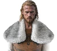 TTAO Warrior’s Faux Fur Shawl For Medieval Viking Barbarian Cosplay Heavy Duty Mantle With White One Size