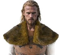 TTAO Warrior’s Faux Fur Shawl For Medieval Viking Barbarian Cosplay Heavy Duty Mantle With Yellow One Size