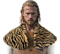 TTAO Warrior’s Faux Fur Shawl For Medieval Viking Barbarian Cosplay Heavy Duty Mantle With Zebra Print One Size
