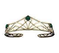 TTAO Women Men Retro Alloy Rhinestone Crown Vintage Queen Tiara Headpieces Carnival Headdress for Halloween Wedding Party Antique Gold&Green One Size